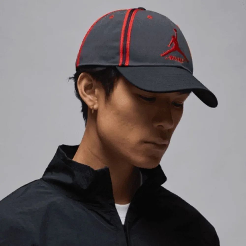 Nike Awake Air Jordan Mens Adjustable Red and Black Leather Bill Hat